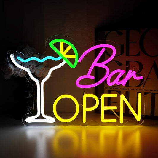 Osvijetljena ploča "Bar otvoren" – ugodna dekoracija