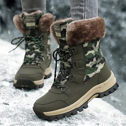 Damen Gefütterte Outdoor-Stiefel mit Camouflage-Muster