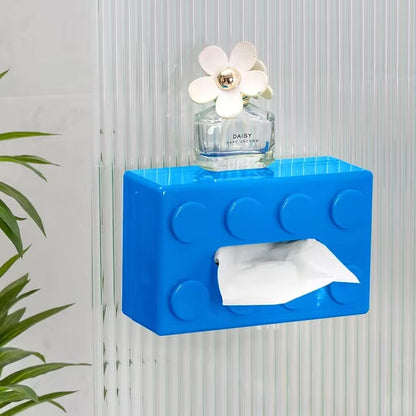 Caja de pañuelos con diseño de bloques, fabricada en plástico ABS