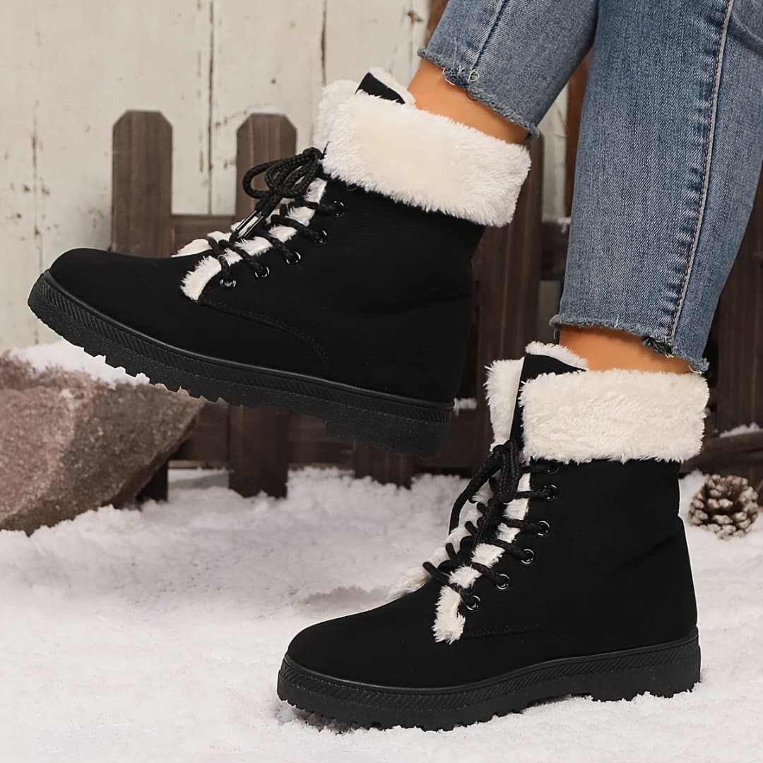 Botas de invierno forradas para mujer con cordones