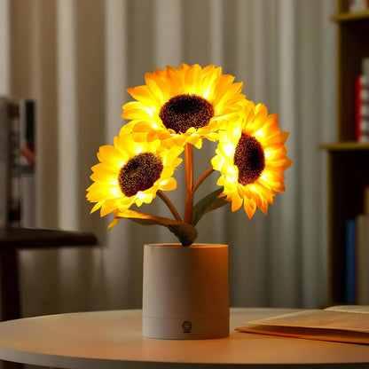 Lámpara de mesa LED con diseño de girasol