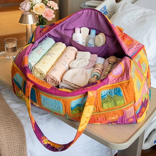 Bolsa de viaje acolchada con diseño floral y correa ajustable