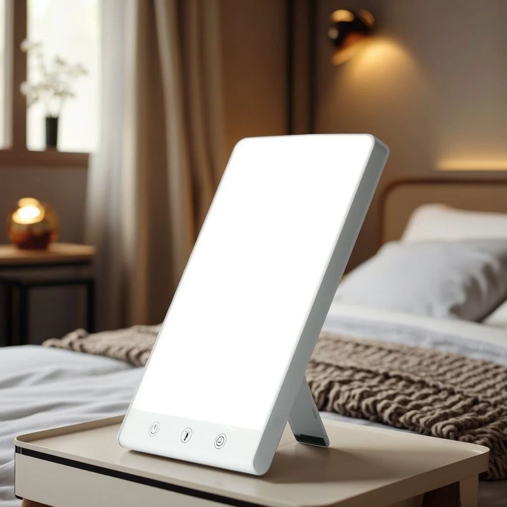 Lámpara de luz diurna de 10.000 lux, con brillo regulable y soporte de mesa