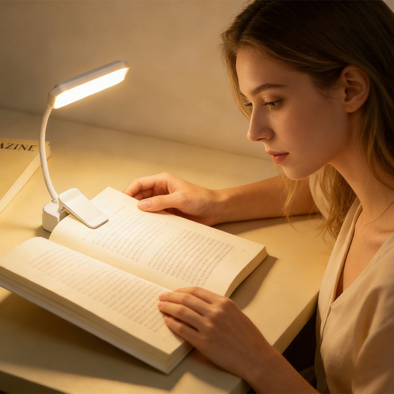 Wiederaufladbare LED Leselampe mit Clip