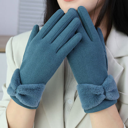 Warme Damen Winterhandschuhe mit Schleife