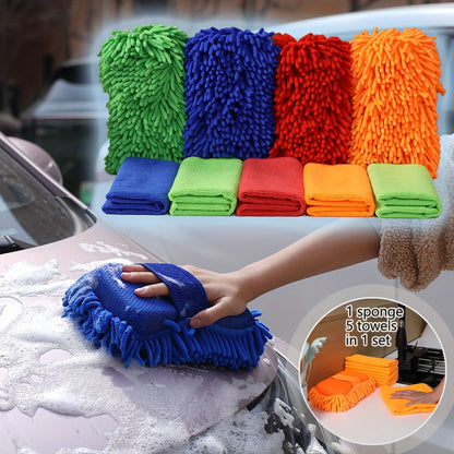 Kit de microfibra para lavado de coches: esponjas y toallas para resultados brillantes