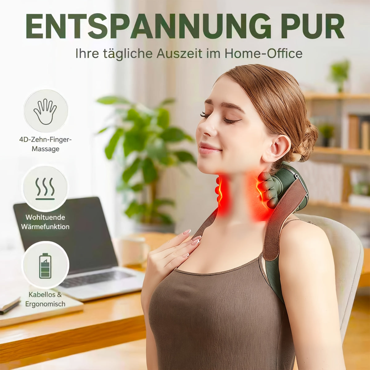 Masajeador eléctrico para cuello y hombros con función de calor