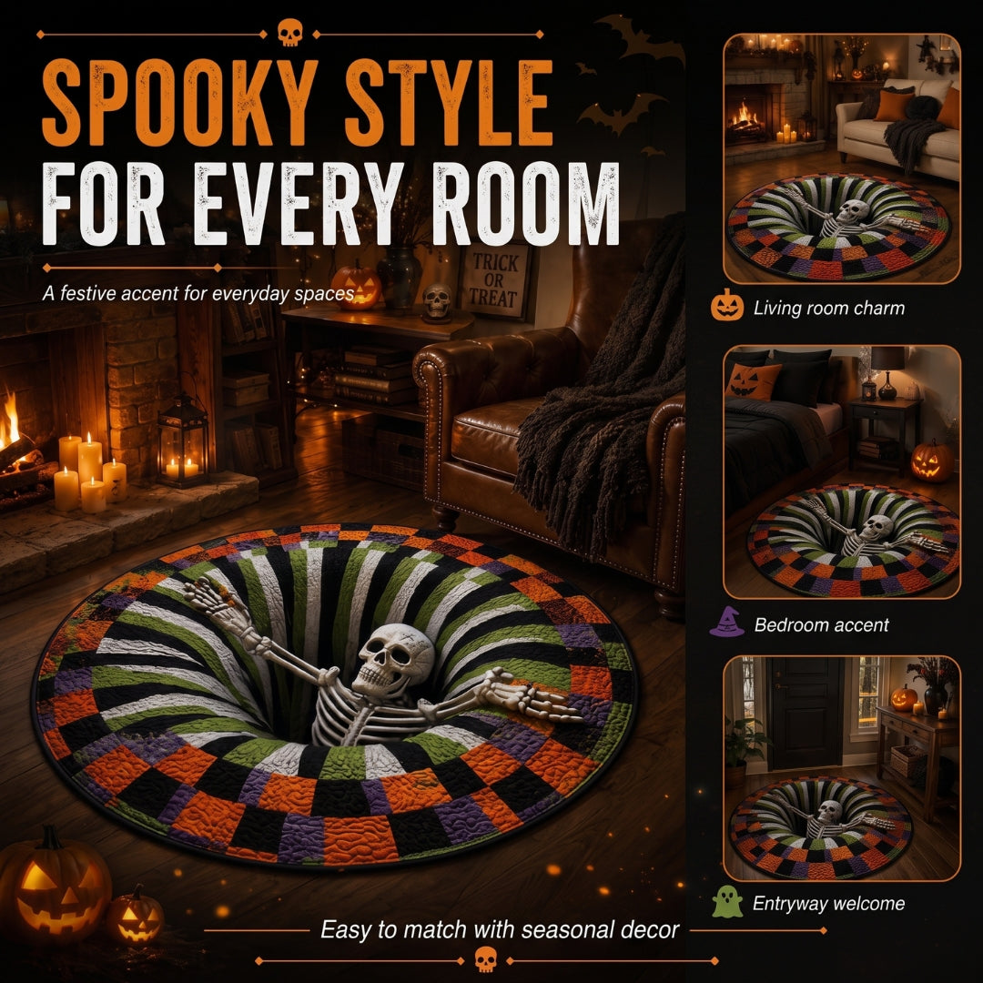 Alfombra redonda de Halloween en 3D con motivo de terror