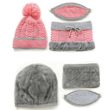 Conjunto de invierno 3 en 1 para mujer con gorro, bufanda y mascarilla facial