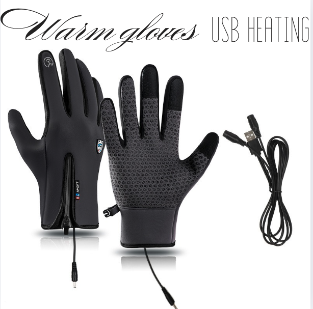 Beheizbare Touchscreen-Handschuhe mit USB-Anschluss für Winteraktivitäten