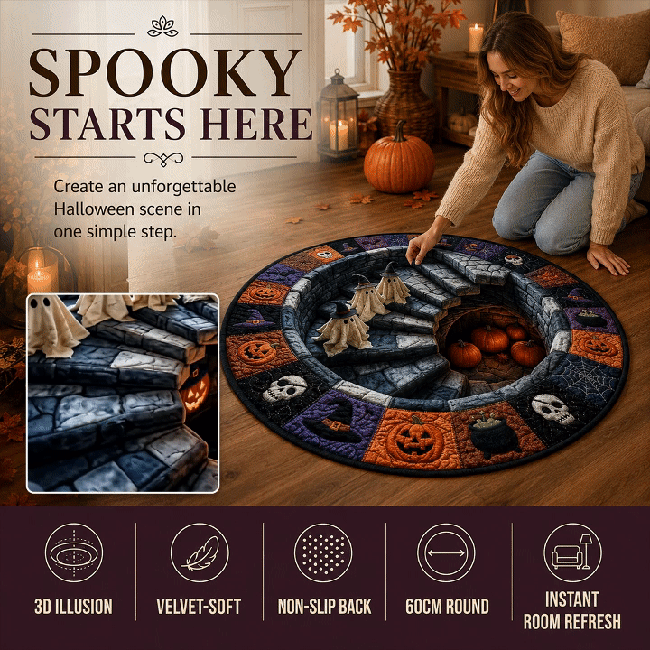 Alfombra redonda de Halloween en 3D con motivo de terror