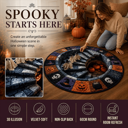 Alfombra redonda de Halloween en 3D con motivo de terror