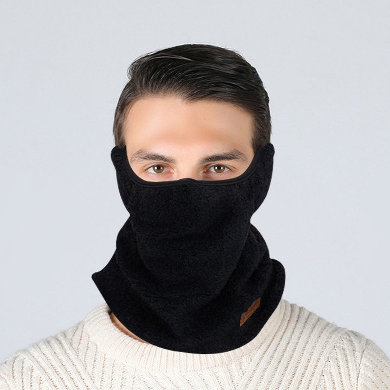 Mascarilla facial de invierno para hombre de forro polar con calentador de cuello