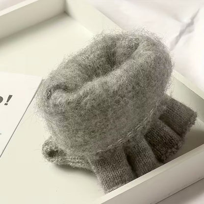 Fingerlose Herren-Strickhandschuhe mit Klappfunktion