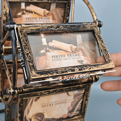 Moldura fotográfica vintage em forma de roda-gigante para 8 fotografias