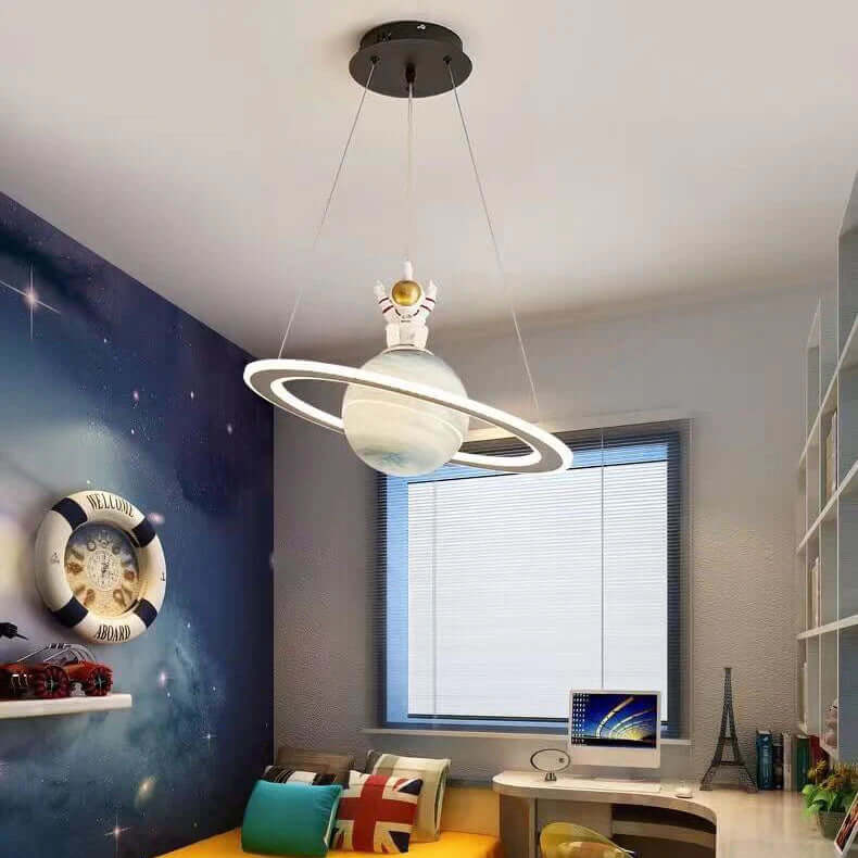 Candeeiro suspenso LED para quarto infantil com design de planeta – atmosfera mágica
