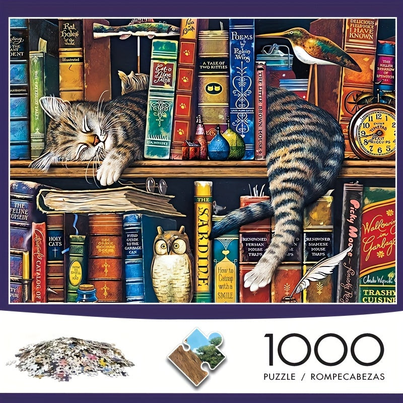 Rompecabezas de gato en estantería: para amantes de los rompecabezas y los gatos