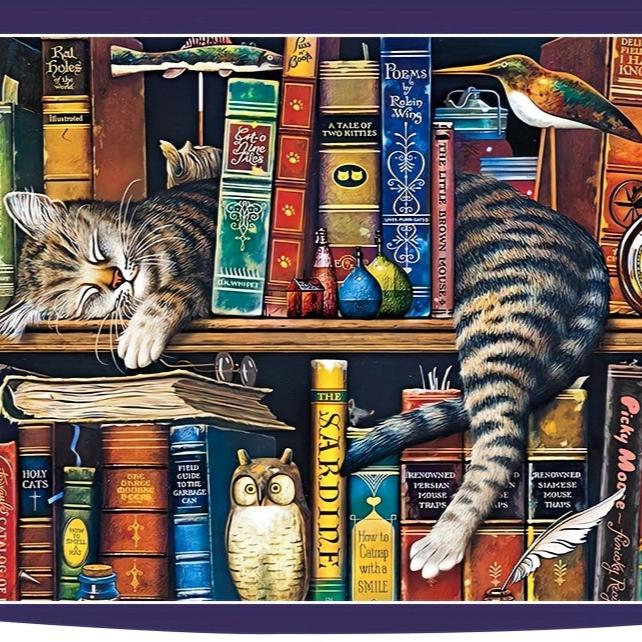 Rompecabezas de gato en estantería: para amantes de los rompecabezas y los gatos