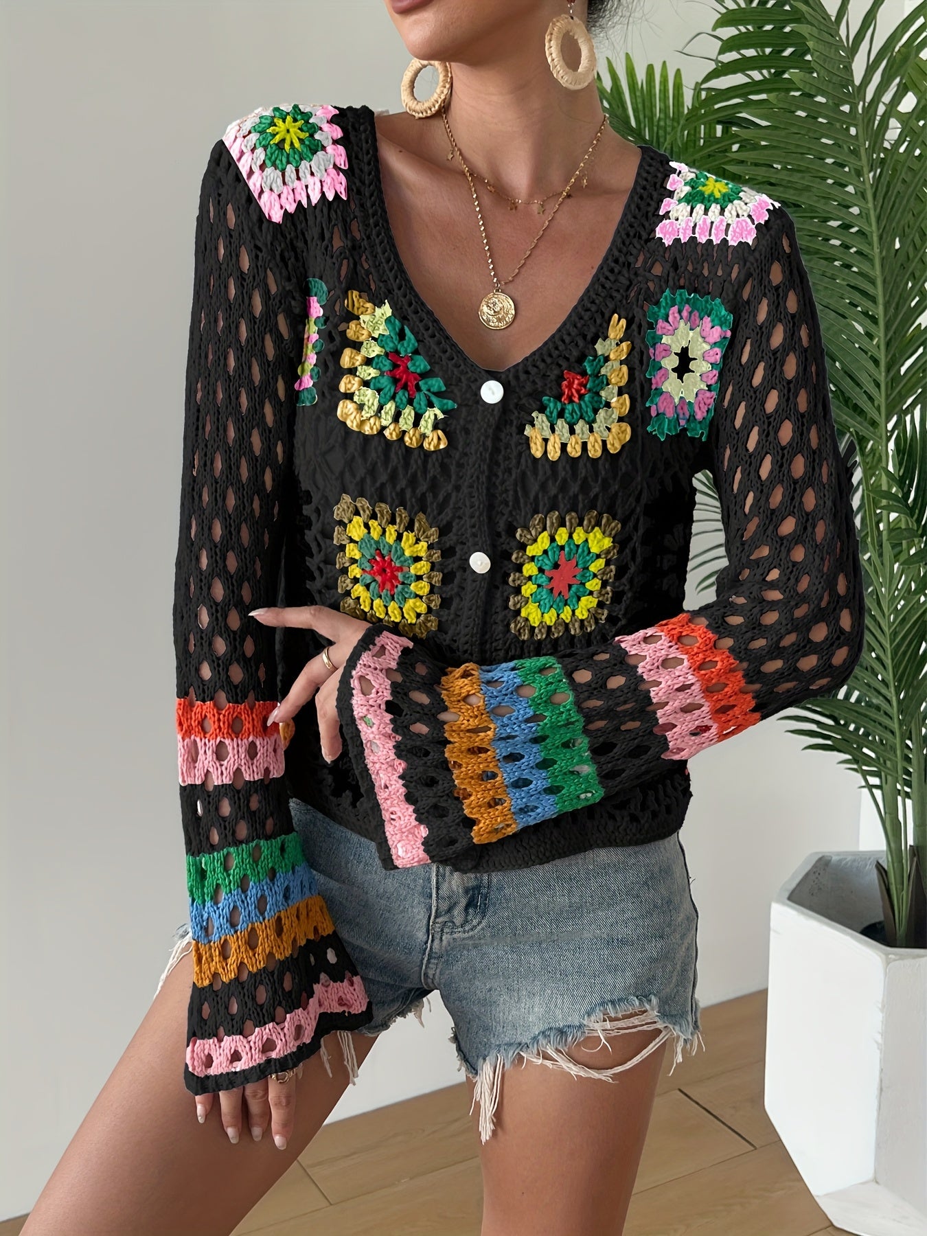 Boho ručno heklana haljina – Šarena i udobna