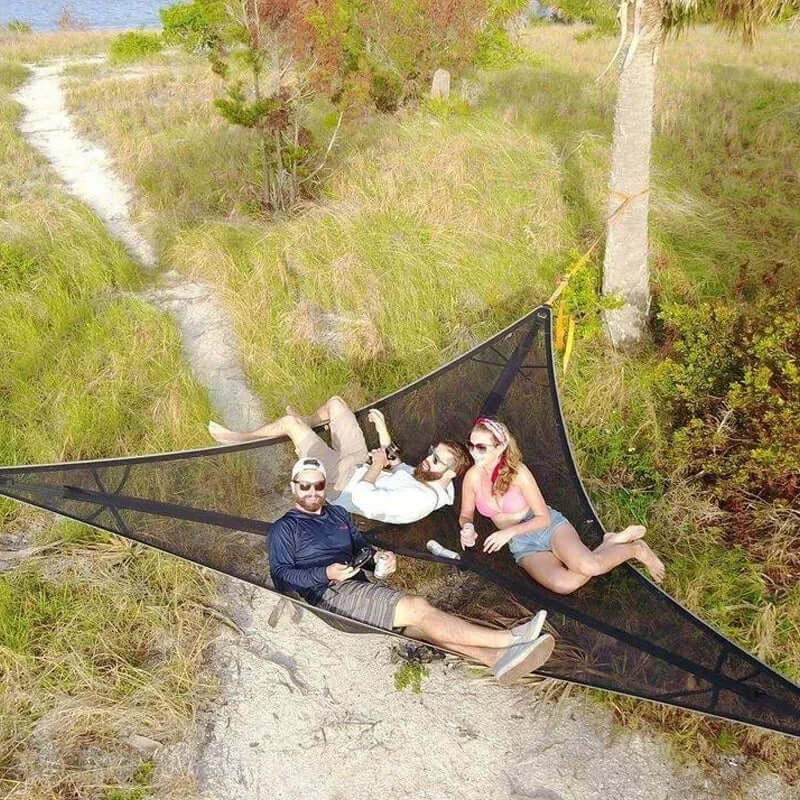 Vanjska viseća mreža za više osoba s 3-točkovnim sustavom – Prostrano i udobno