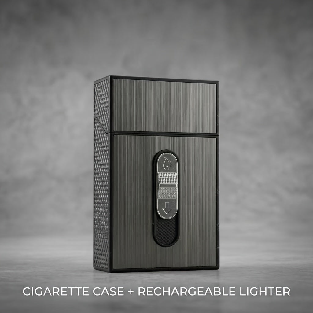 Estuche de cigarrillos 2 en 1 con encendedor USB integrado