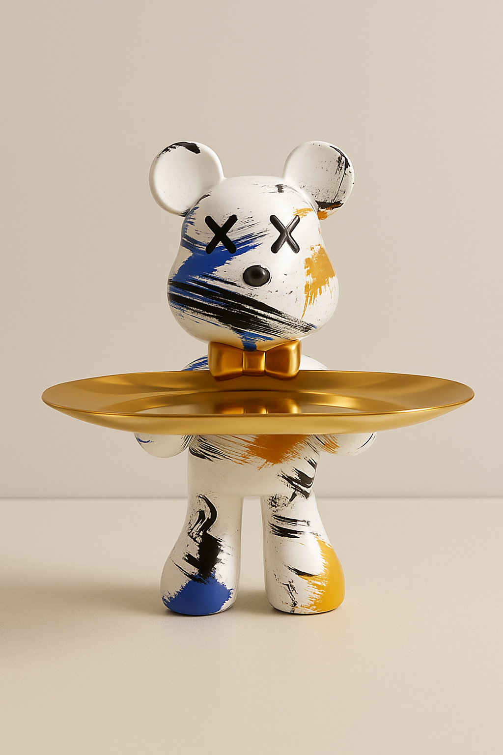 Figura decorativa de oso con bandeja para joyas y objetos pequeños