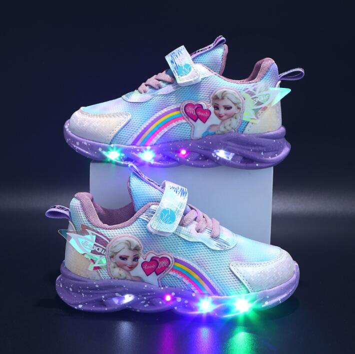 Zapatillas Rainbow Glitter: zapatos LED para niños aventureros