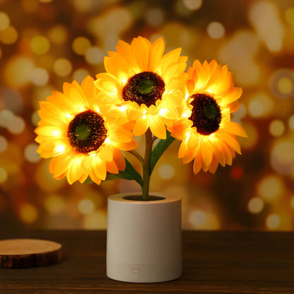 Lámpara de mesa LED con diseño de girasol