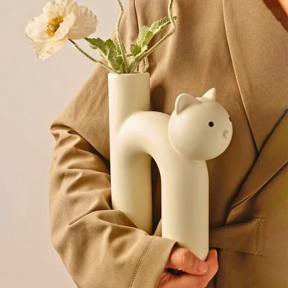 Jarrón decorativo para gatos de cerámica