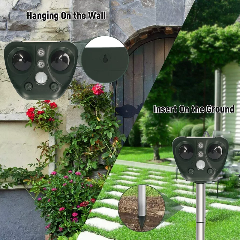 Repelente solar ultrasónico para pájaros: inalámbrico y resistente a la intemperie para uso en exteriores.