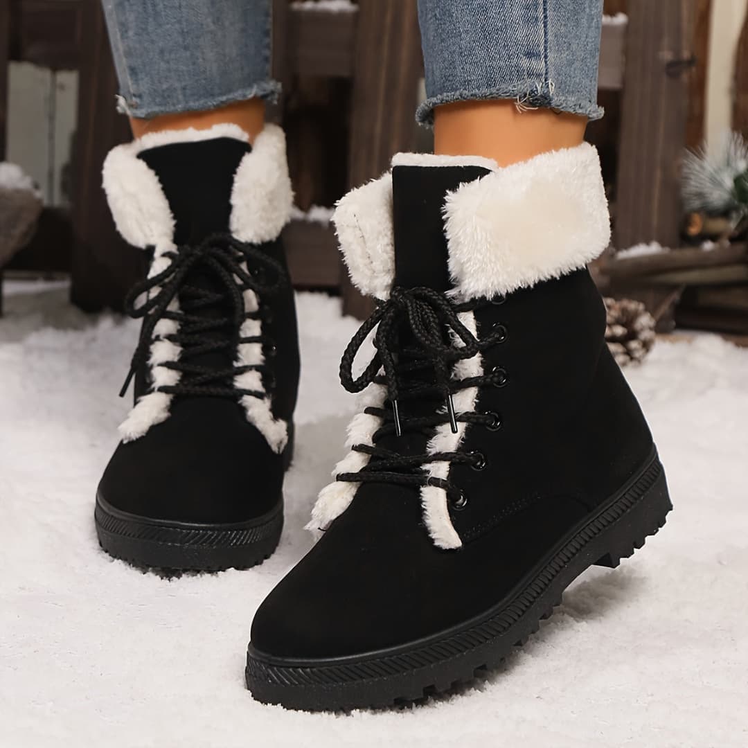 Botas de invierno forradas para mujer con cordones