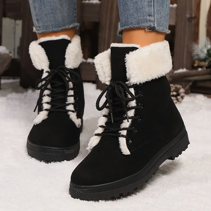 Botas de invierno forradas para mujer con cordones