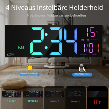 LumiWall digitalni zidni sat – Velik, u boji i lako čitljiv