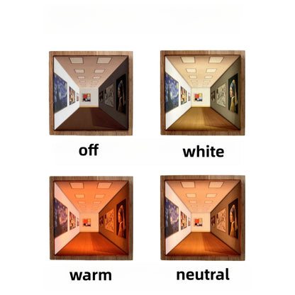 Luz de presença 3D com motivo de galeria de arte