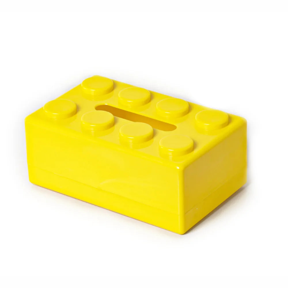 Caja de pañuelos con diseño de bloques, fabricada en plástico ABS