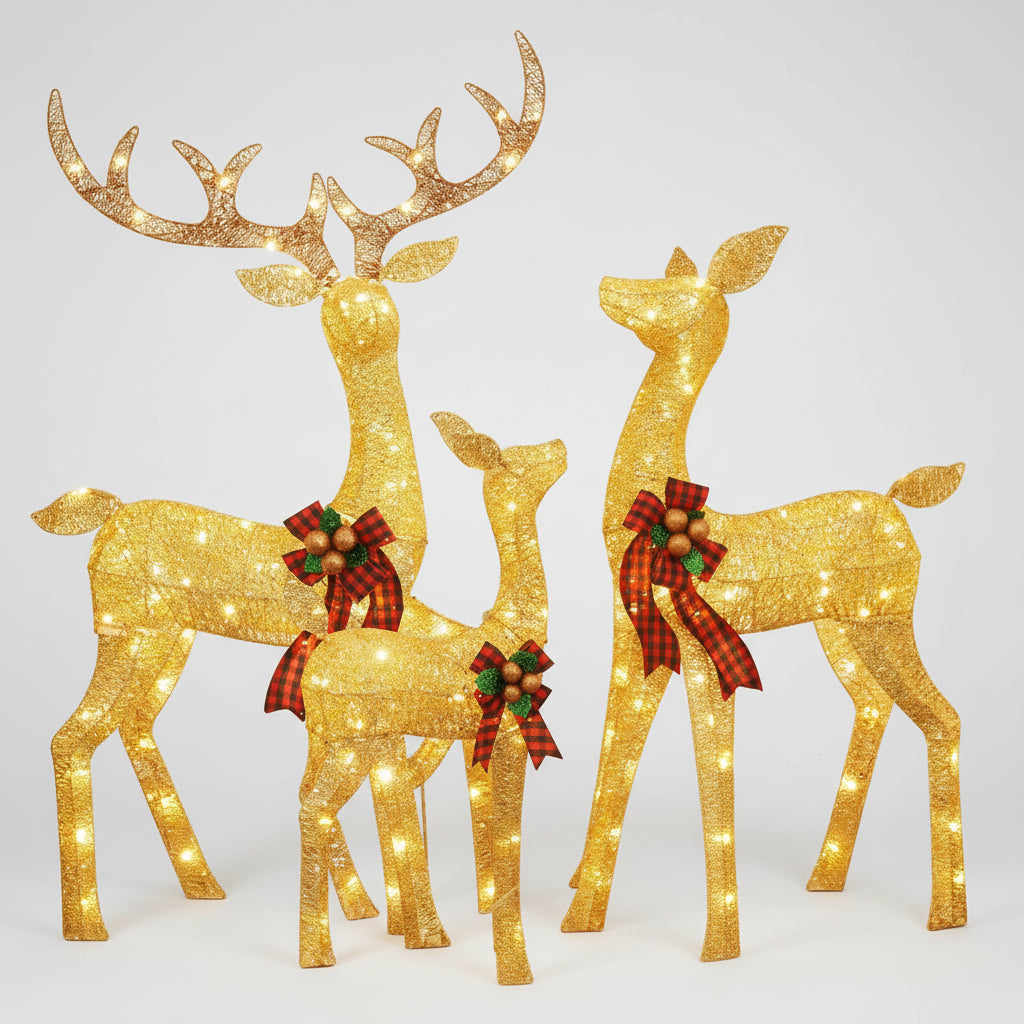 Beleuchtete Weihnachts-Rentierfamilie für den Außenbereich