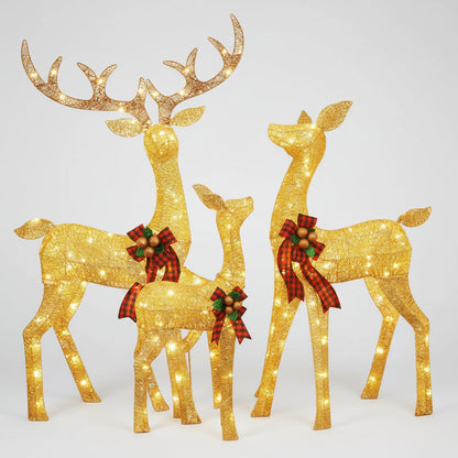 Beleuchtete Weihnachts-Rentierfamilie für den Außenbereich