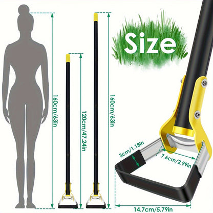 Herramienta de jardín ergonómica de acero inoxidable con cabezal triangular: para desherbar y cultivar la tierra.