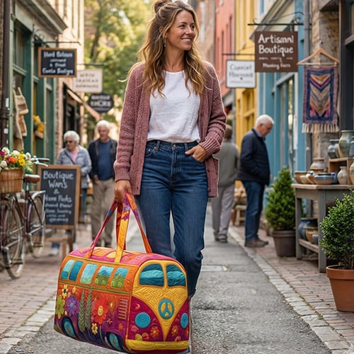 Bolsa de viaje acolchada con diseño floral y correa ajustable