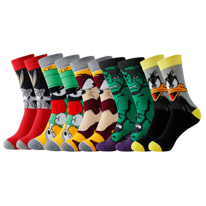 Conjunto de meias com estampados de desenhos animados - Conforto e estilo com as suas personagens favoritas.
