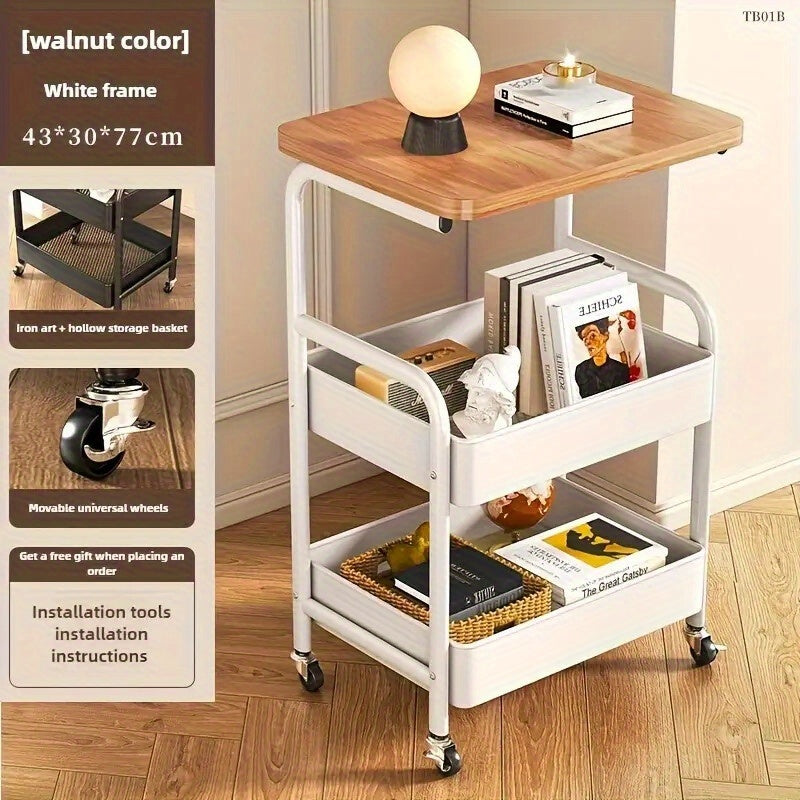 Carrinho com prateleiras e tampo de mesa