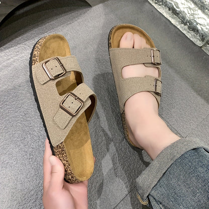 Sandalias retro con doble hebilla ajustable para hombre: cómodas y con estilo.