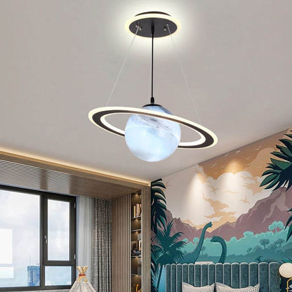Candeeiro suspenso LED para quarto infantil com design de planeta – atmosfera mágica