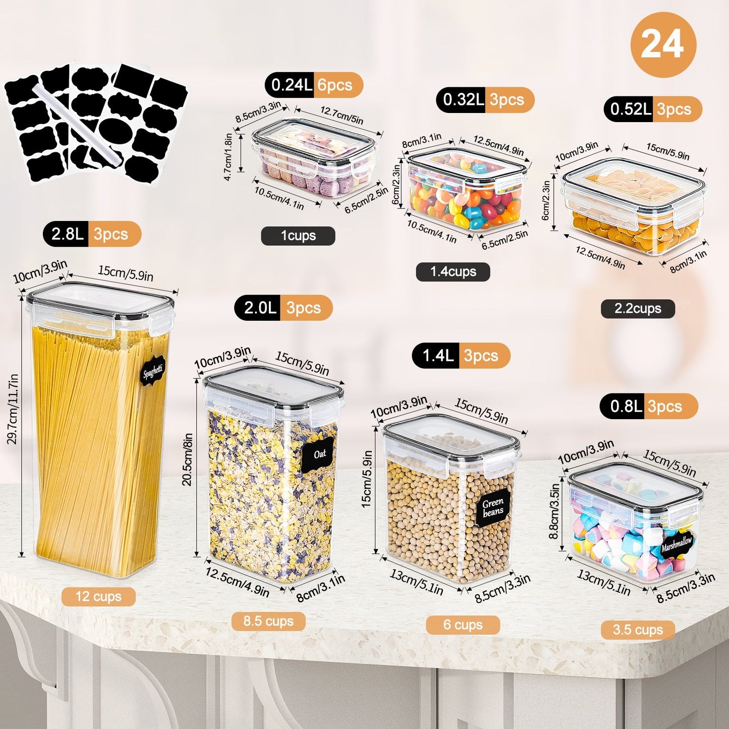 24-dijelni premium set za kuhinjsku pohranu – praktičan i pregledan