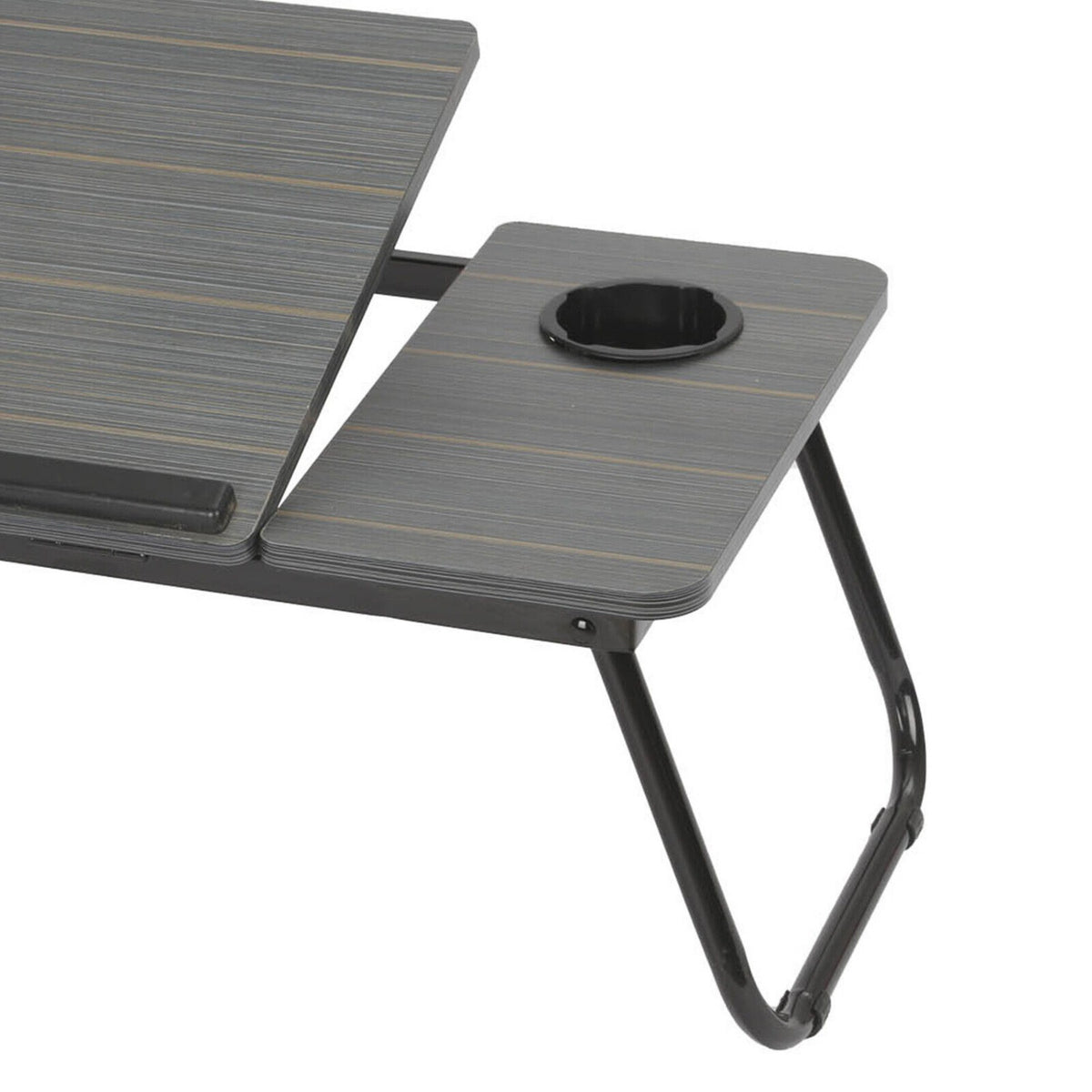 Mesa de cama dobrável para portátil com suporte para bebidas