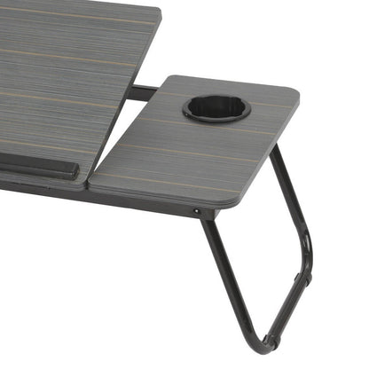 Mesa de cama dobrável para portátil com suporte para bebidas