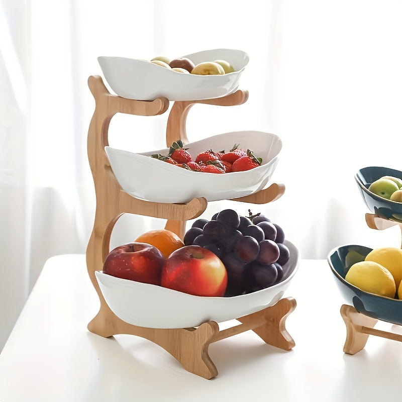 Cesto de fruta com vários níveis e compartimentos de arrumação