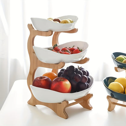 Cesto de fruta com vários níveis e compartimentos de arrumação