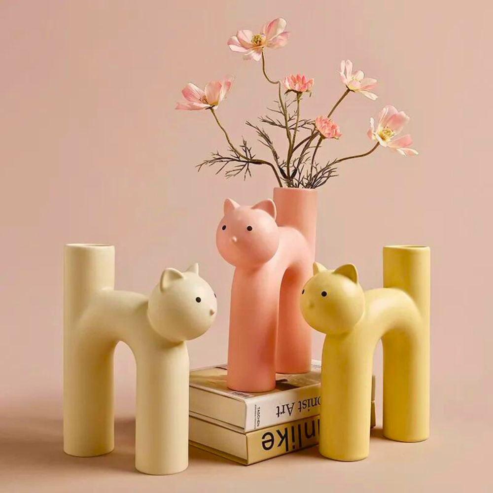 Jarrón decorativo para gatos de cerámica