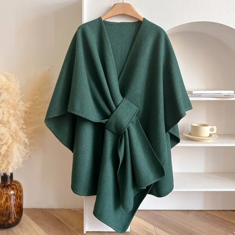 Eleganter Damen-Poncho mit Gürtel für kühle Tage